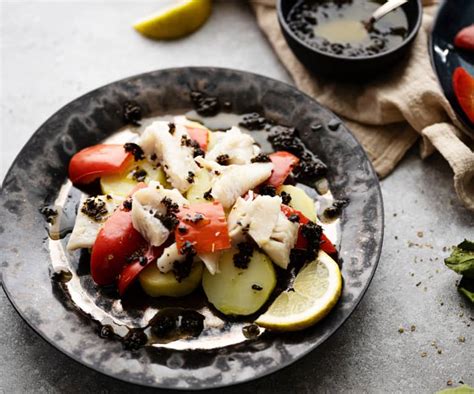 Ensalada de lenguado con papas pimientos y aderezo al vacío TM6