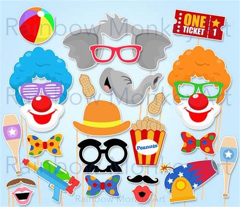 Circus Photo Booth Props Circus Photobooth Carnival Photobooth Props Printable Clown Party