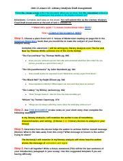 Unit 1 Lesson 13: Literary Analysis Draft Assignment | Course Hero