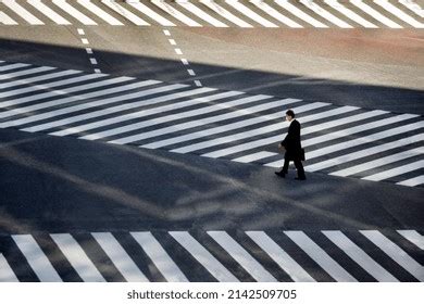 Elevated View Businessman Walking Shibuya Crossing Stock Photo