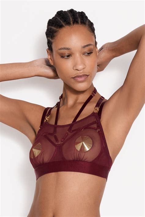 Dia Sheer Mesh Wireless Soft Cup Bra Morello Burgundy Bordelle