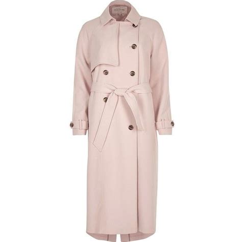 River Island Light Pink Oversized Trench Coat Liked On Polyvore