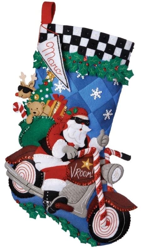 Bucilla Cruising Santa Stocking Felt Appliqué Kit Christmas