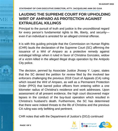 Chr Philippines On Twitter Read Statement Of Chr Executive Director Atty Jacqueline Ann De