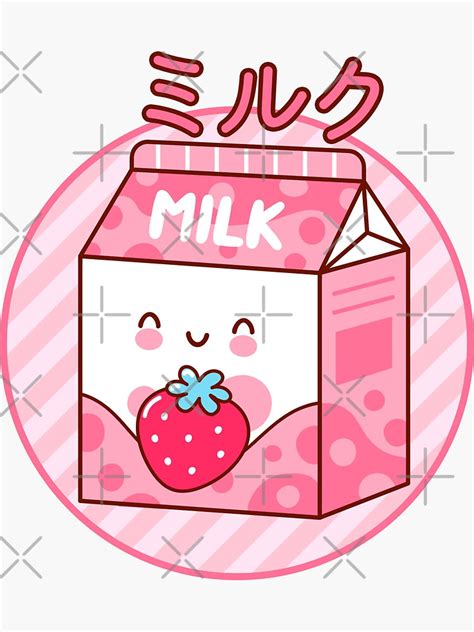 Strawberry Milk Shake Carton Cute Kawaii Japanese Aesthetic Sticker