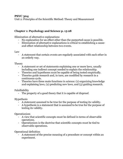 Psyc Unit Lecture Notes Psyc Unit Principles Of