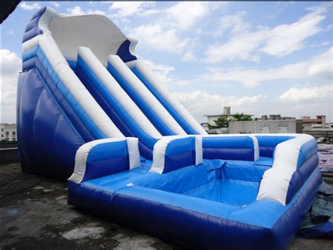 Unti Riptured Commercial Inflatable Water Slides With Swimming Pool