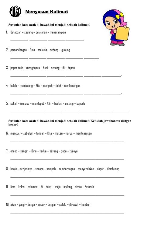 Menyusun Kata Menjadi Kalimat Worksheet