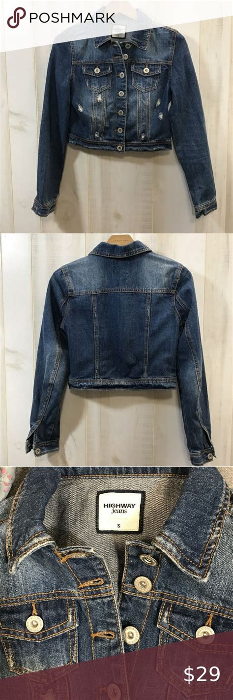 Highway Jeans Dark Denim Jacket Small Cropped Dark Denim Jacket Highway Jeans Dark Denim