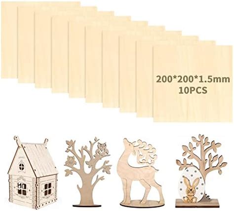 10 Pièces Feuilles de Bois de Balsa 20x10cm Planches Bois Fine 1 5mm