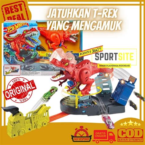 Jual Hot Wheels City T Rex Rampage Dino Robot Dinosaurus Playset Trackset Hotwheels Original
