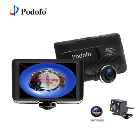 Podofo Car DVR 360 Degree Panoramic DashCam Dual Lens With Rear View