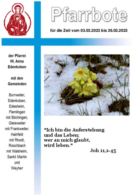 Pfarrbote Unserer Pfarrei Pfarrei Hl Anna Edenkoben