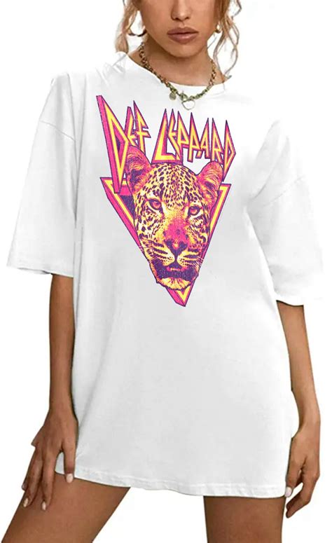 Def Leppard Oversize Shirt Pink Leopard Women S T Shirts Vintage Album