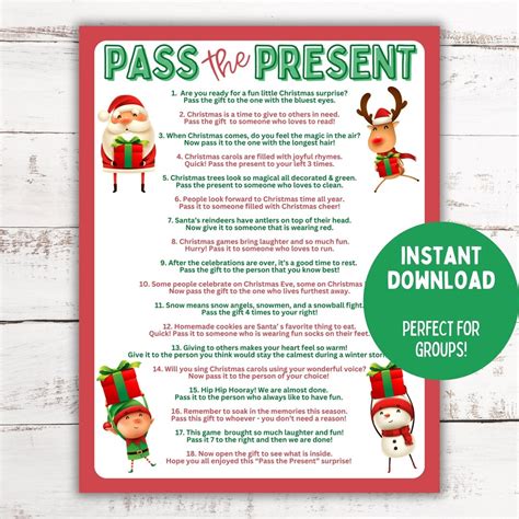 Christmas Pass The Present Game Christmas Party Game Christmas