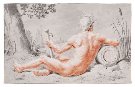 Cornelis Van Noorde Seated Male Nude Seen From Behind Allegory Of