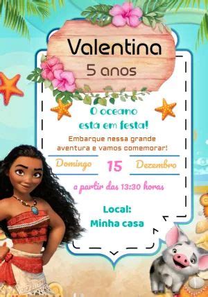 Convite Anivers Rio Moana Edite Gr Tis Nosso Editor Online En