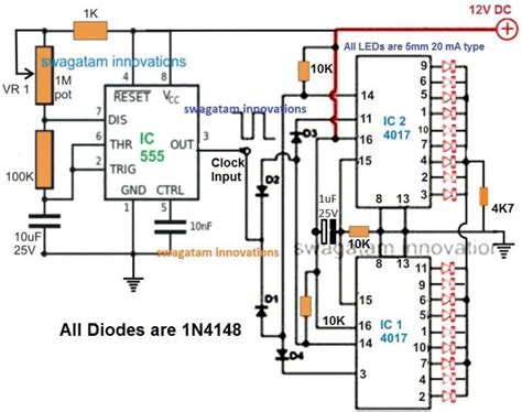 Simple Led Chaser Circuit Diagrams Explained Knight Rider Scanner