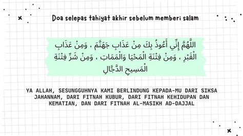 Doa Selepas Tahiyat Akhir Sebelum Bagi Salam Bacaan Tahiyat Akhir Dan