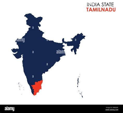 Tamil Nadu Map Of Indian State Tamil Nadu Map Vector Illustration