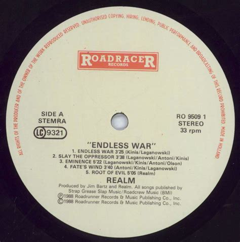 Realm Endless War Dutch Vinyl LP — RareVinyl.com