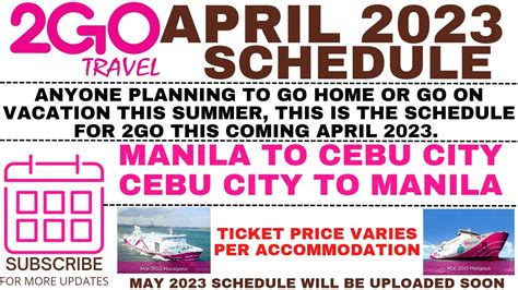 Go Travel April Travel Schedule Manila To Cebu City Vice