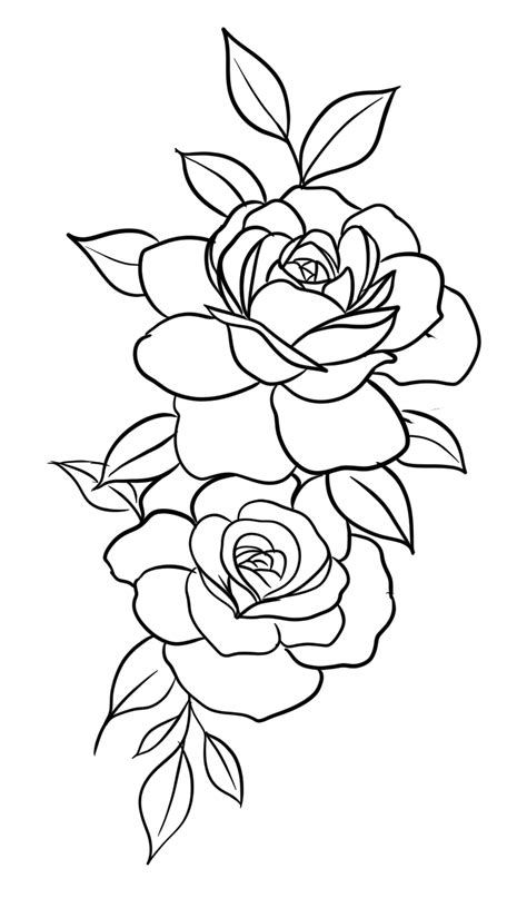 Rose Drawing Tattoo, Tattoo Outline Drawing, Roses Drawing, Floral ...