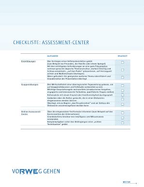 Fillable Online Checkliste Assessment Center Fax Email Print Pdffiller