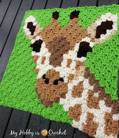 My Hobby Is Crochet Free Crochet Pattern Graph Giraffe C2c Square Wildlife Graphghan Cal