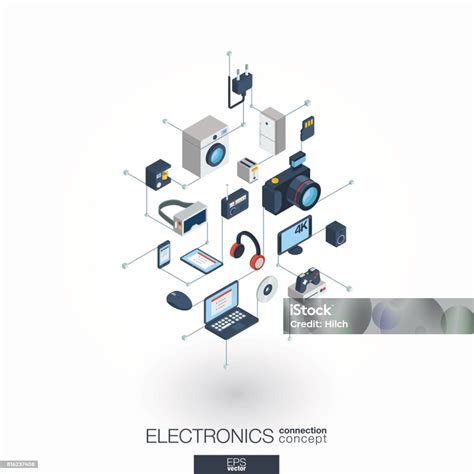 Ilustración De Electrónica Integrada 3d Iconos Web Concepto De Isométrico De La Red Digital Y