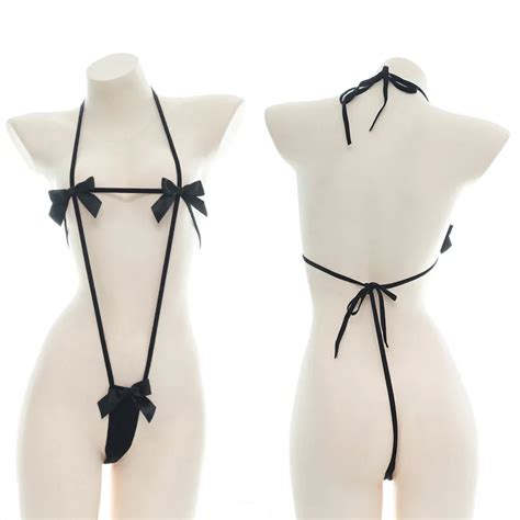 Anime Bandage Small Bow Bikini Set Three Point Underwear Hot Sexy Female Temptation Bodysuit