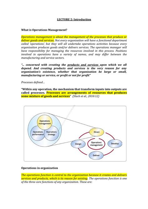 Introduction To Operations Management LECTURE 2 Introduction What Is