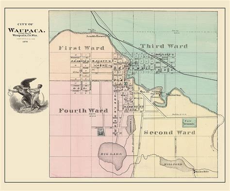 1878 Town Map Of Waupaca Waupaca County Wisconsin Etsy