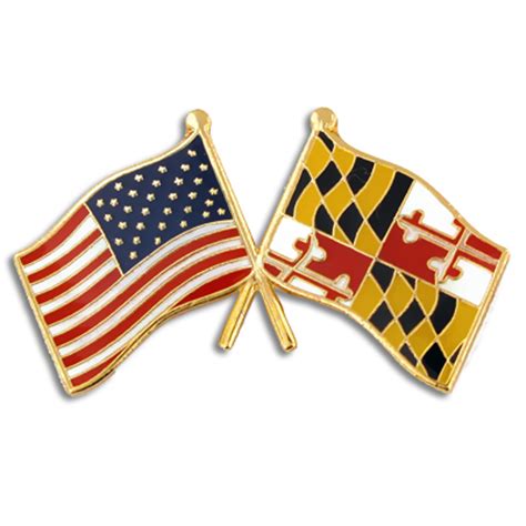 PinMart S Maryland And USA Crossed Friendship Flag Enamel Lapel Pin