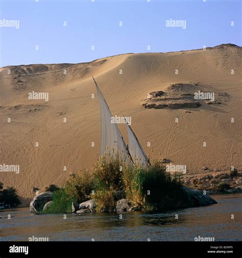 Felucca on the Nile near the Elephantine Island in Aswan Egypt Stock ...