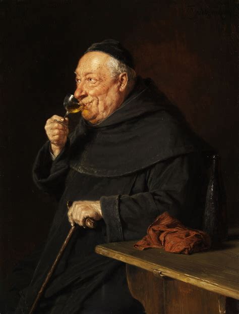 Benedictine Monk With Glass Of Wine At The Morning Painting By Etsy