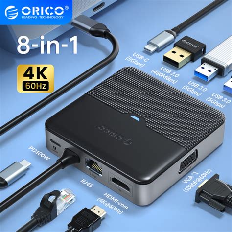 Orico Type C Docking Station Usb Hub K Hz Hdmi Rj Pd Adapter