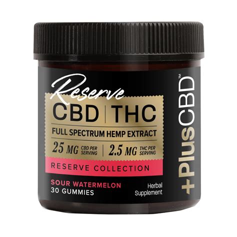 Pluscbd Oil Cbd And Thc Edible Reserve Collection Gummies Sour Watermelon 25mg