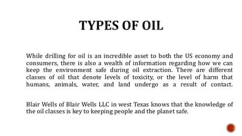 John Blair Wells Guide On Different Types Of Crude Oil