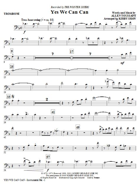 Yes We Can Can Trombone Sheet Music Direct