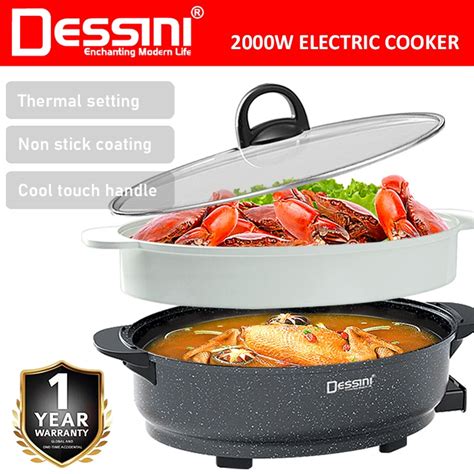 Dessini Italy Electric Cooker Steamboat Hot Pot Non Stick Frying Wok