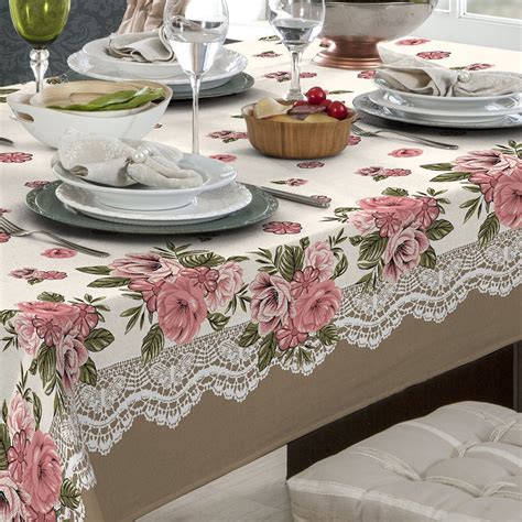 Toalha De Mesa Linh O Lugares Retangular Floral Bege Elo