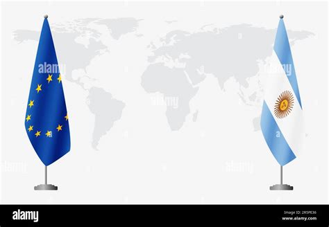 European Union And Argentina Flags For Official Meeting Against