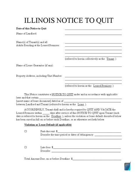 Free Illinois Eviction Notice Forms Il Notice To Quit Formspal