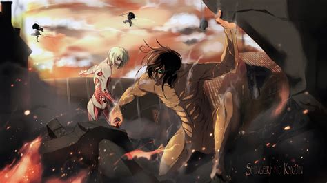 Eren Yeager titan vs Annie Leonhart titan Fond d écran HD Arrière