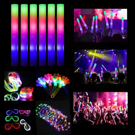 15 30pcs Glow Sticks Foam Led Stick Palm Bulk Glowing Glasses Luminous