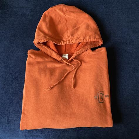 Gap Mens Orange And Blue Hoodie Depop