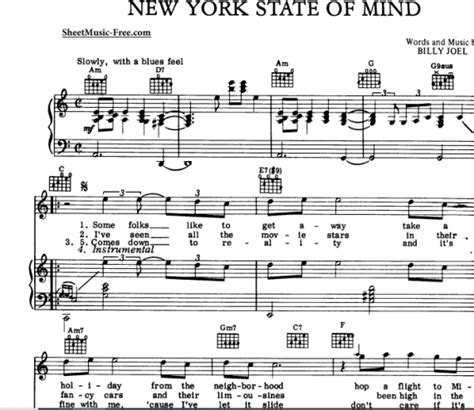 Billy Joel New York State Of Mind Free Sheet Music PDF For Piano