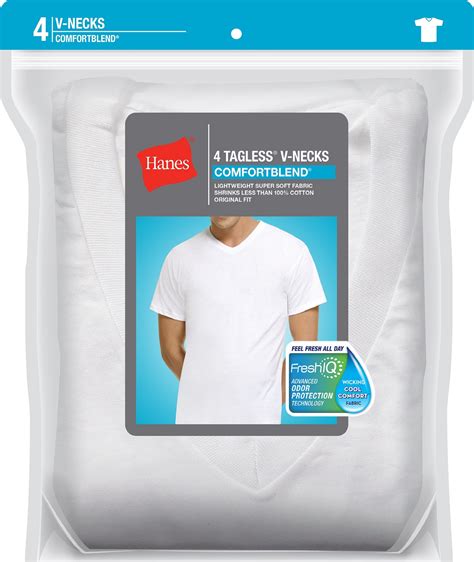 Hanes Mens 4 Pack Comfortblend V Neck T Shirts