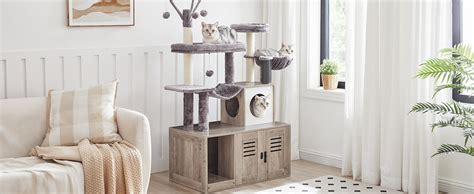 Hoobro Large Hidden Litter Box Cat Tree With 30 7 Long